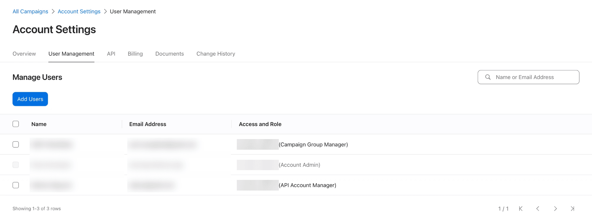 Apple Ads User Management tab with the Add Users button